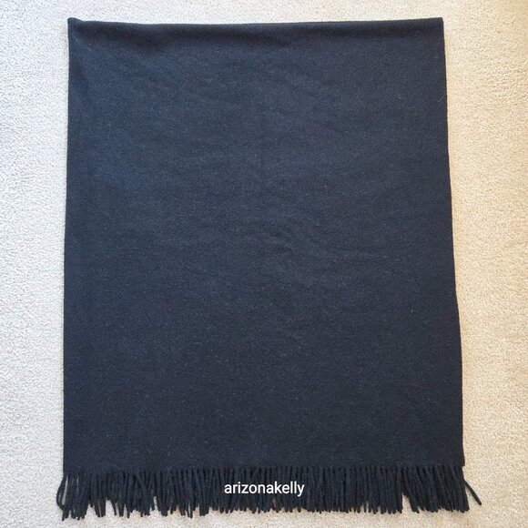 Oversized THICK Wool Wrap Flawless Black Fringe Men's Tall Plus - Picture 11 of 15